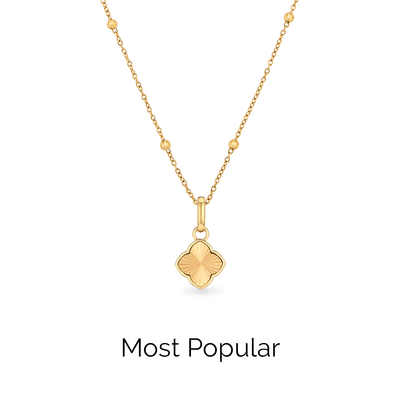 Textured Clover Necklace (Gold)