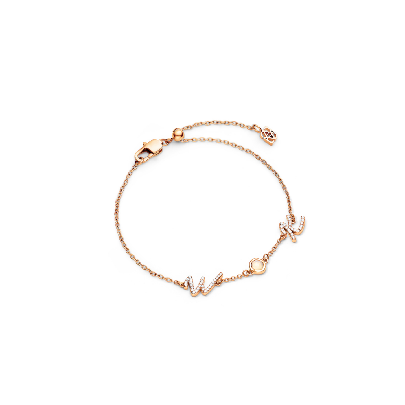 Made Mine Initials & Birthstone Bracelet (Rose Gold)