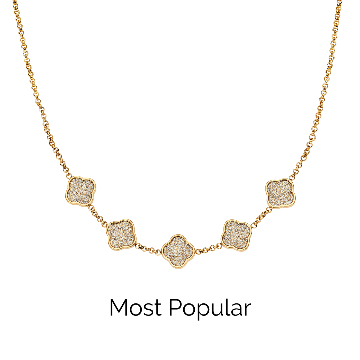 Shimmer Pavé Clover Necklace (Gold)