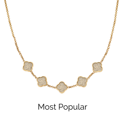 Shimmer Pavé Clover Necklace (Gold)