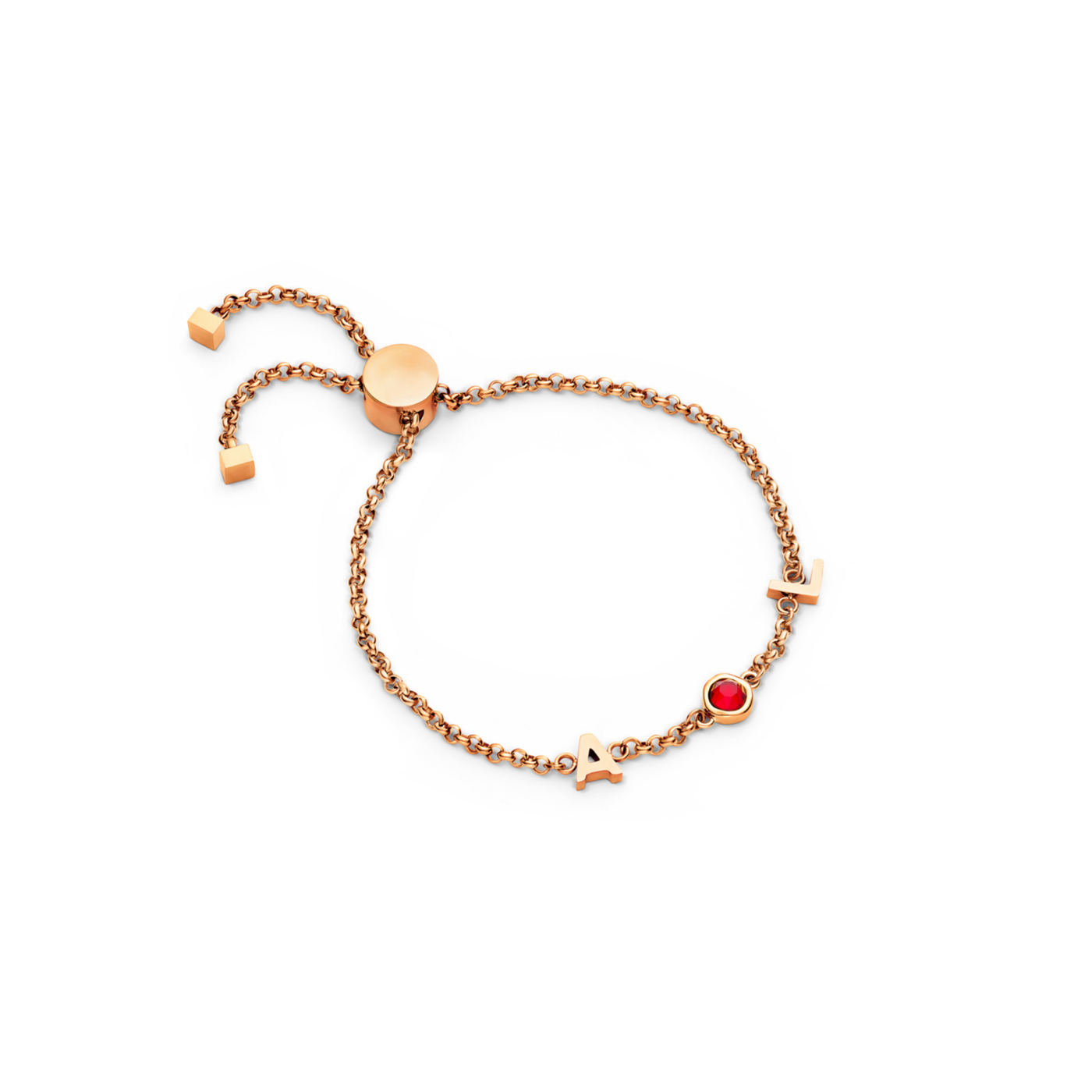 Made Mine Initials & Birthstone Bracelet (Rose Gold)