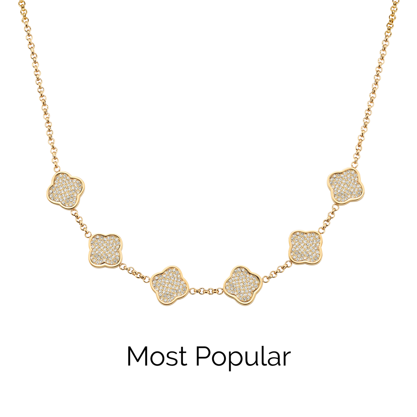 Shimmer Pavé Clover Necklace (Gold)