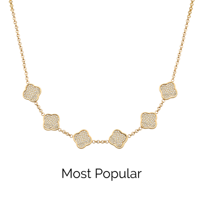 Shimmer Pavé Clover Necklace (Gold)