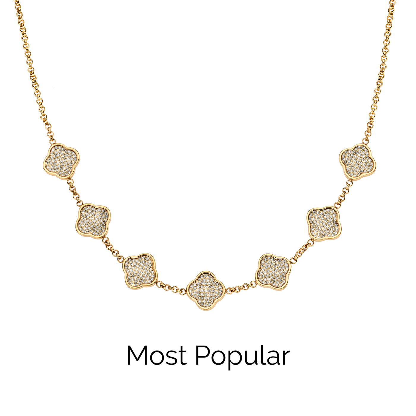 Shimmer Pavé Clover Necklace (Gold)