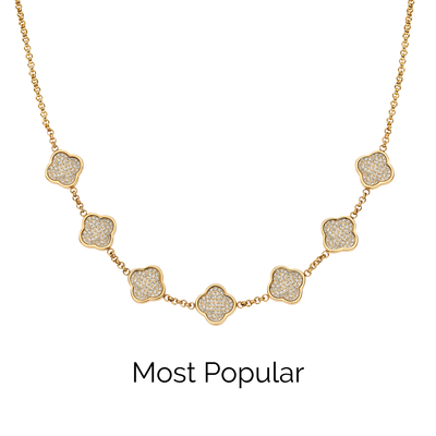 Shimmer Pavé Clover Necklace (Gold)