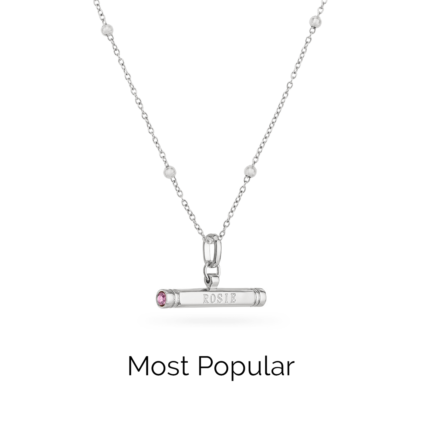 Custom Stamped T-Bar Necklace (Silver)