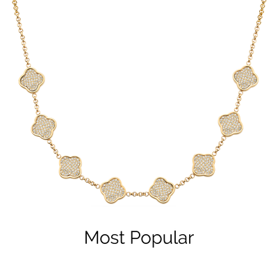 Shimmer Pavé Clover Necklace (Gold)