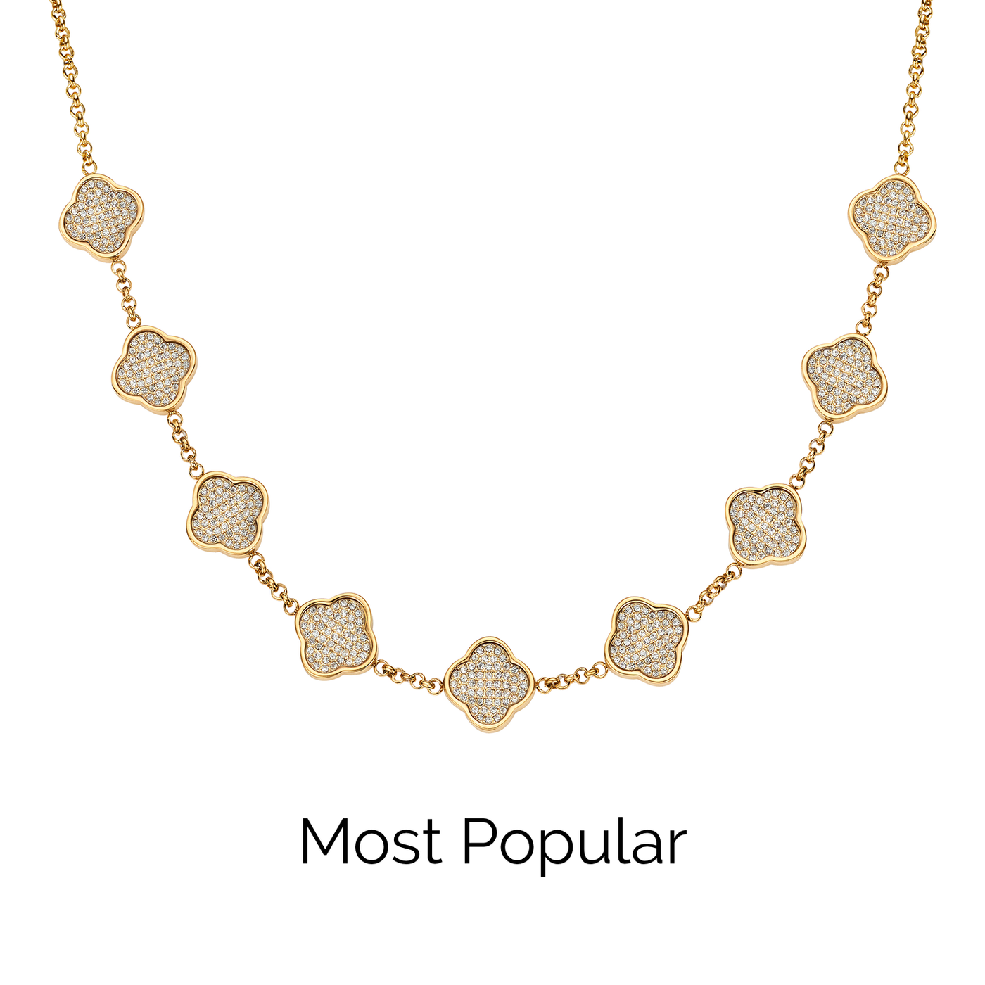 Shimmer Pavé Clover Necklace (Gold)