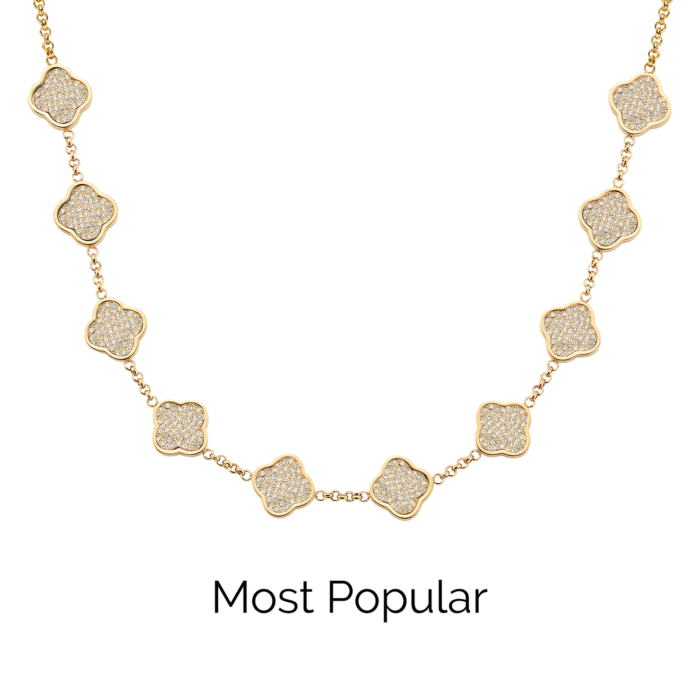 Shimmer Pavé Clover Necklace (Gold)