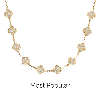 Shimmer Pavé Clover Necklace (Gold)