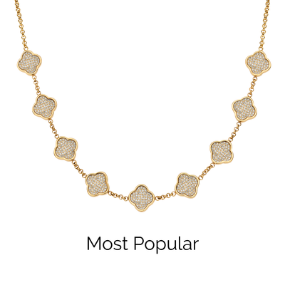 Shimmer Pavé Clover Necklace (Gold)
