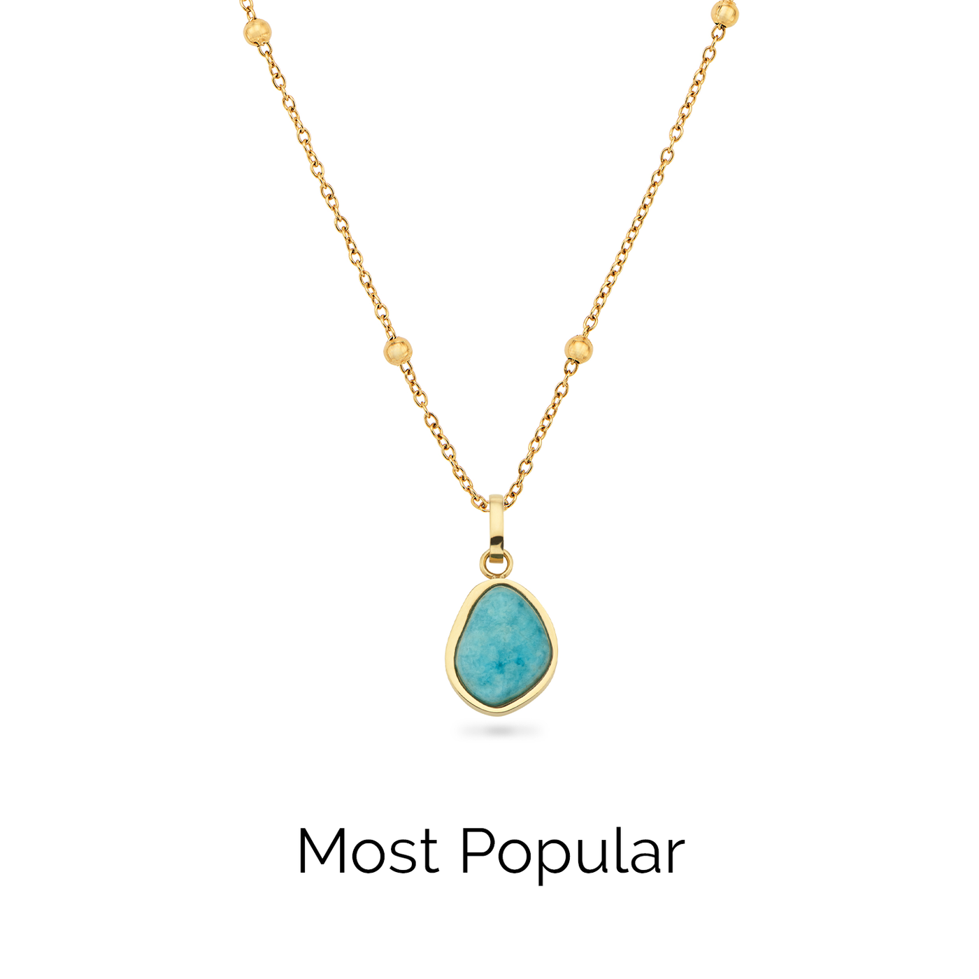 Blue Amazonite Stone Necklace (Gold)