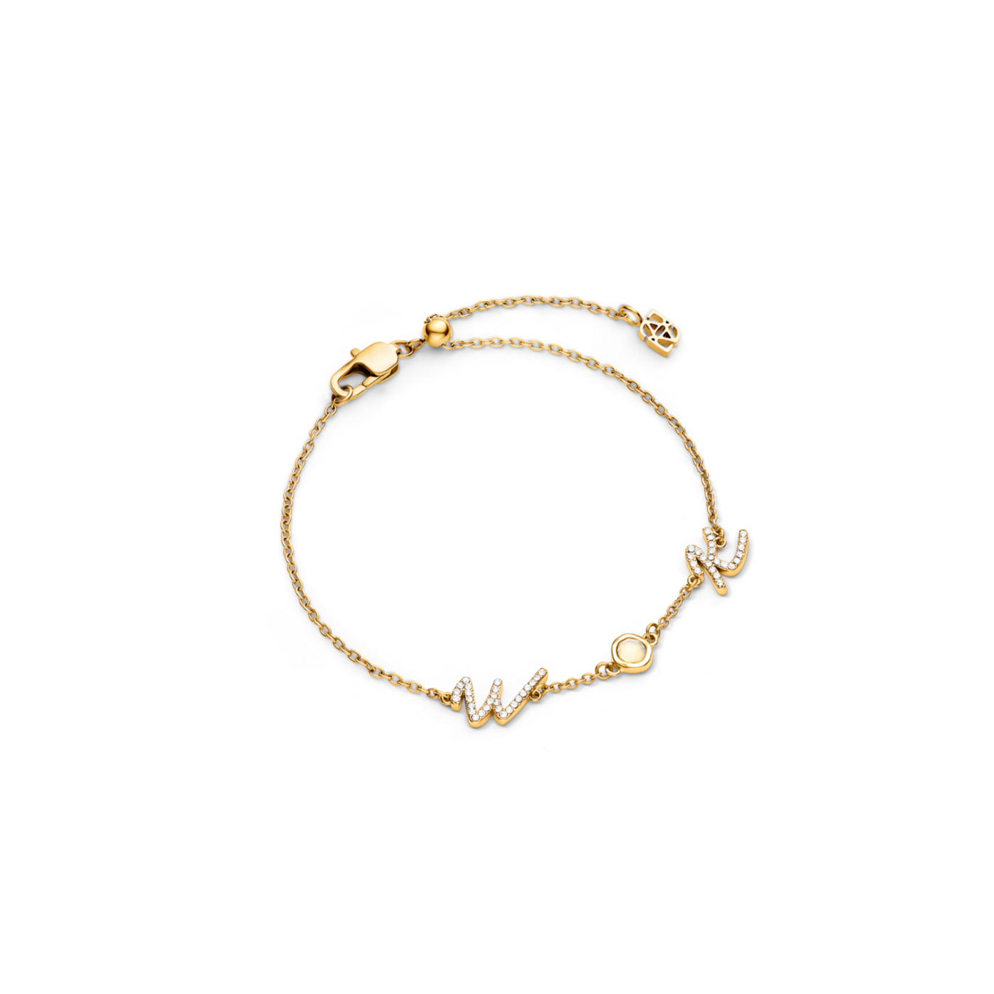 Made Mine Initials & Birthstone Bracelet (Gold)