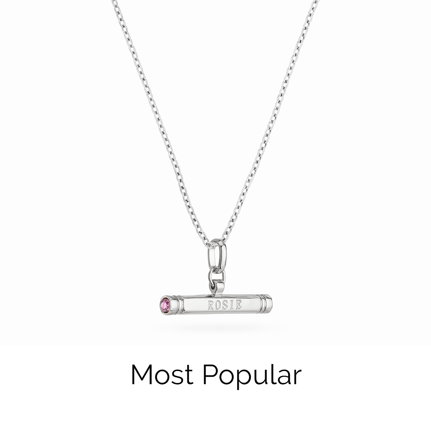 Custom Stamped T-Bar Necklace (Silver)
