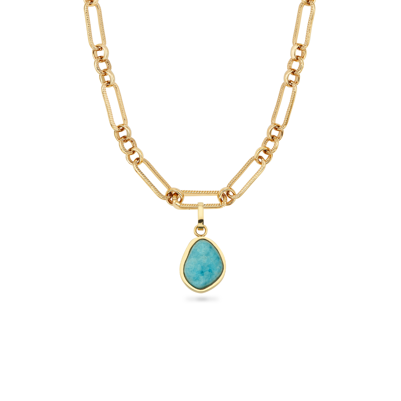 Blue Amazonite Stone Necklace (Gold)