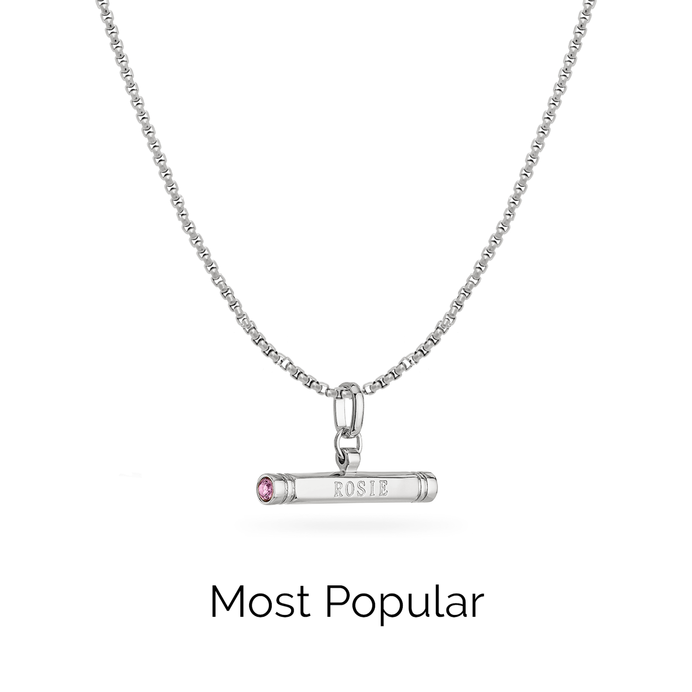 Custom Stamped T-Bar Necklace (Silver)