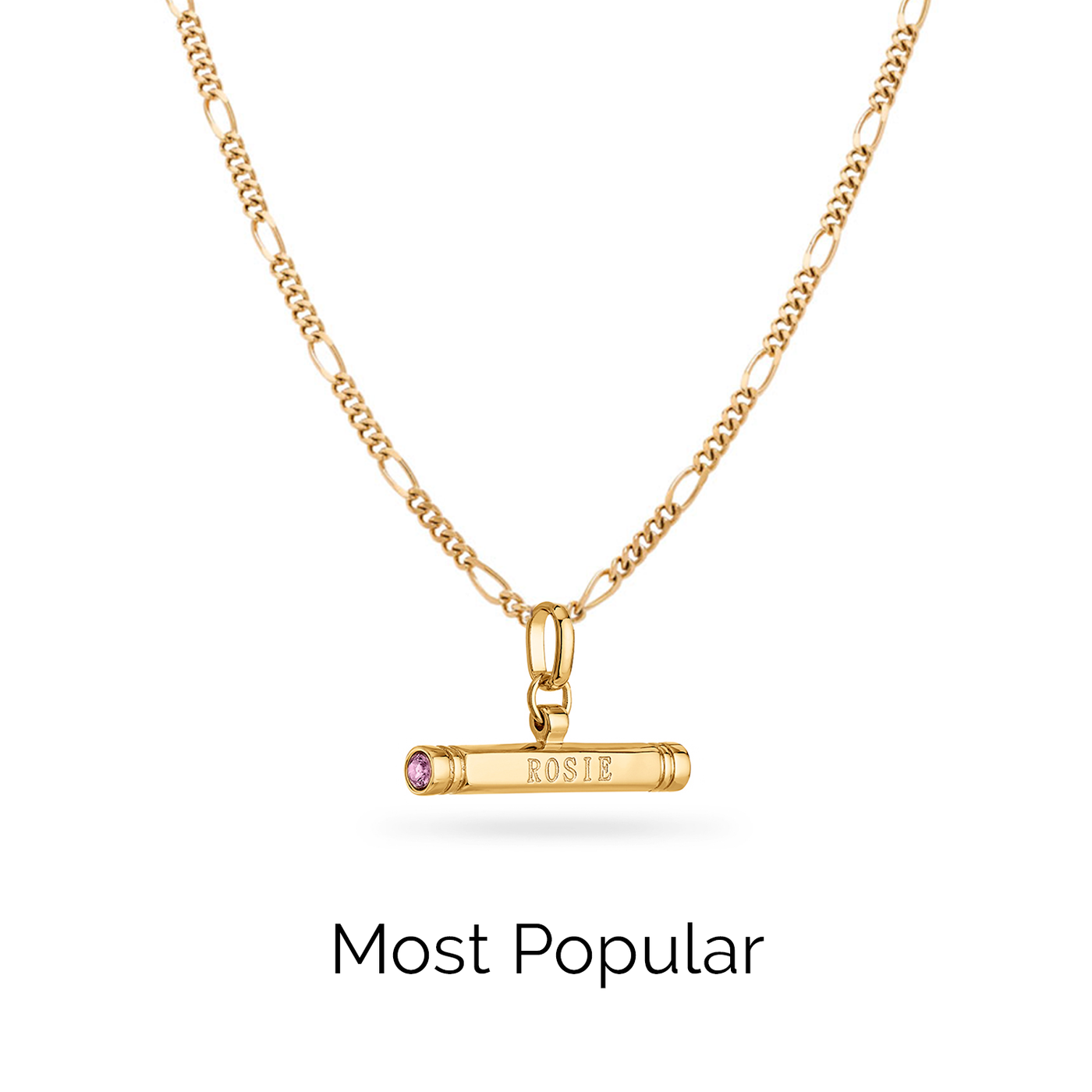 Custom Stamped T-Bar Necklace (Gold)
