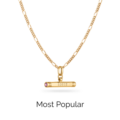 Custom Stamped T-Bar Necklace (Gold)