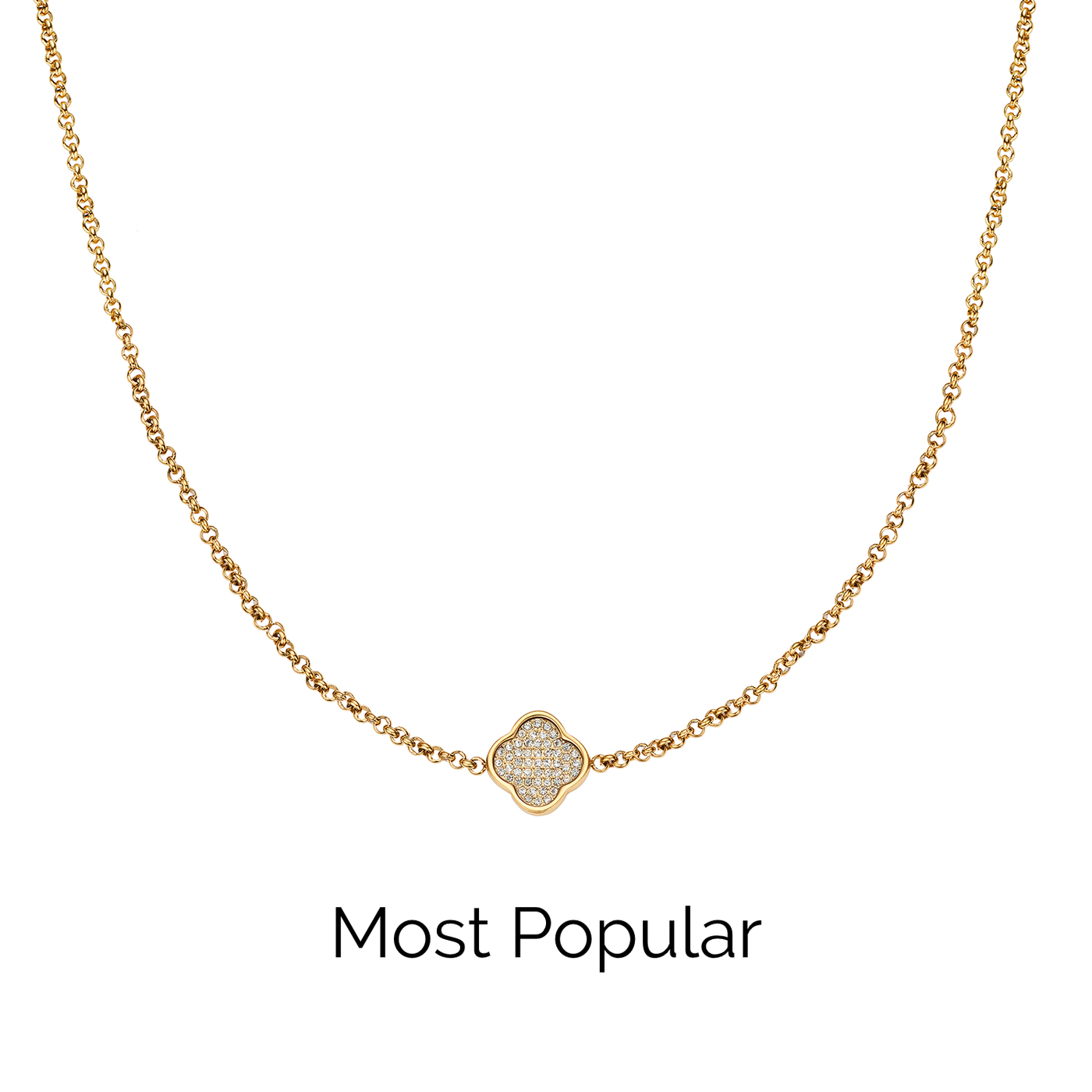 Shimmer Pavé Clover Necklace (Gold)