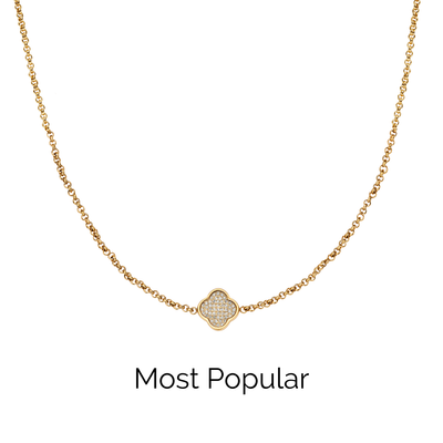 Shimmer Pavé Clover Necklace (Gold)