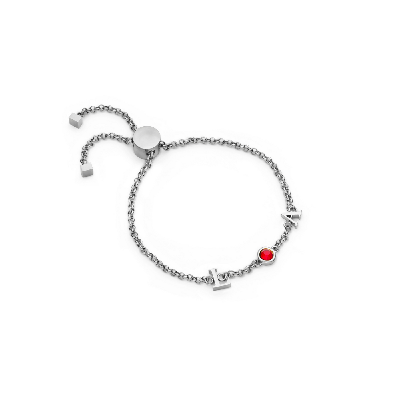 Made Mine Initials & Birthstone Bracelet (Silver)