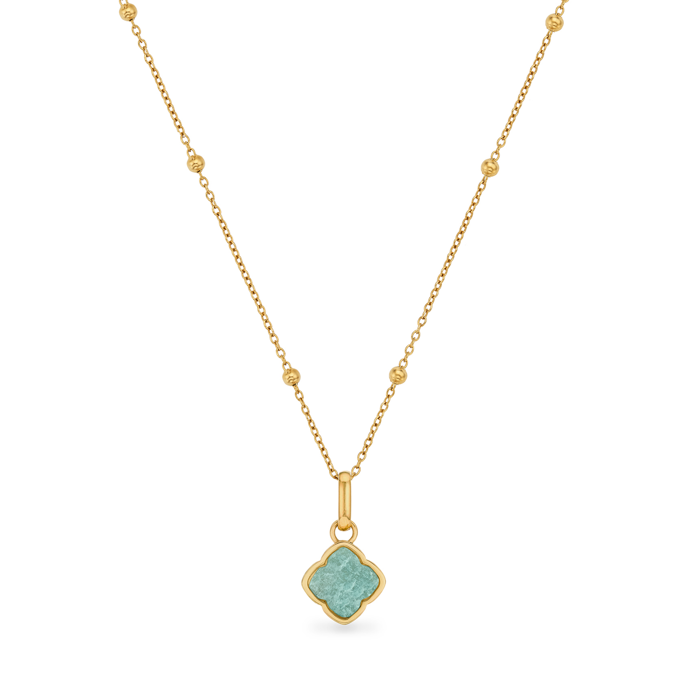 Amazonite Clover Necklace (Gold)