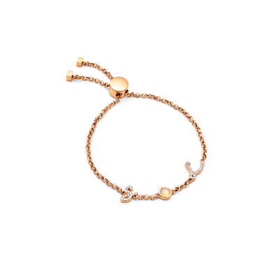 Made Mine Initials & Birthstone Bracelet (Rose Gold)