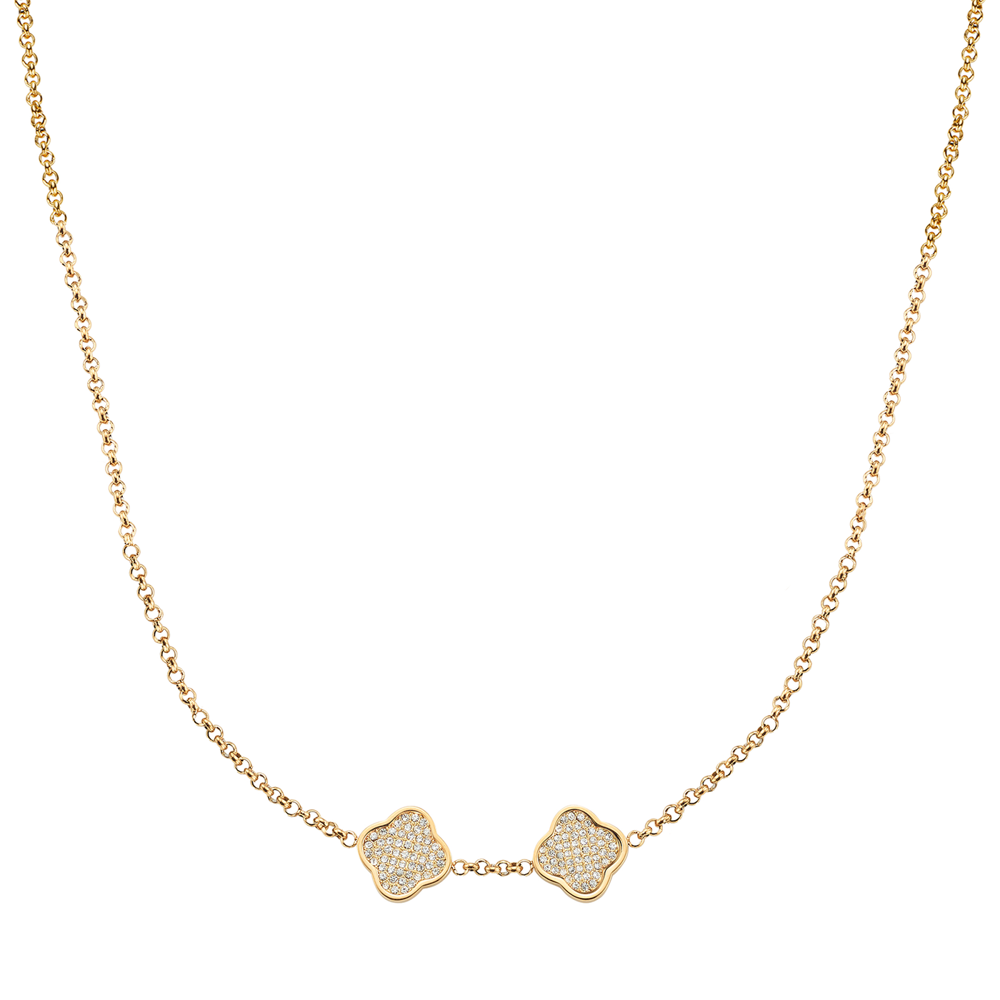 Shimmer Pavé Clover Necklace (Gold)