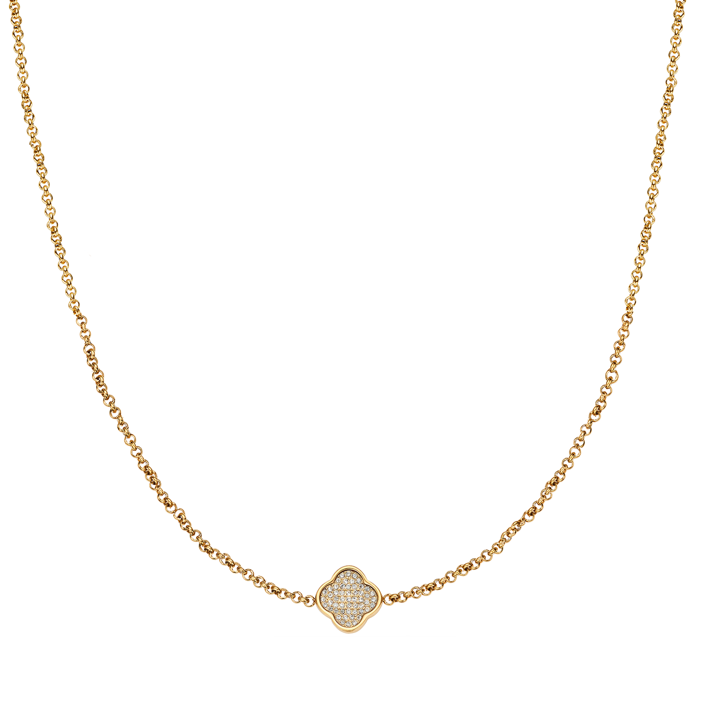 Shimmer Pavé Clover Necklace (Gold)