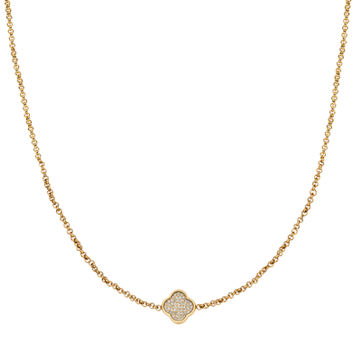 Shimmer Pavé Clover Necklace (Gold)
