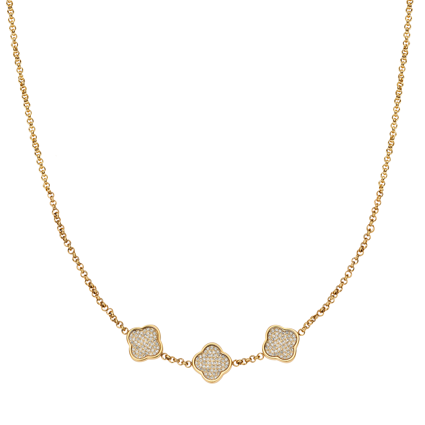 Shimmer Pavé Clover Necklace (Gold)