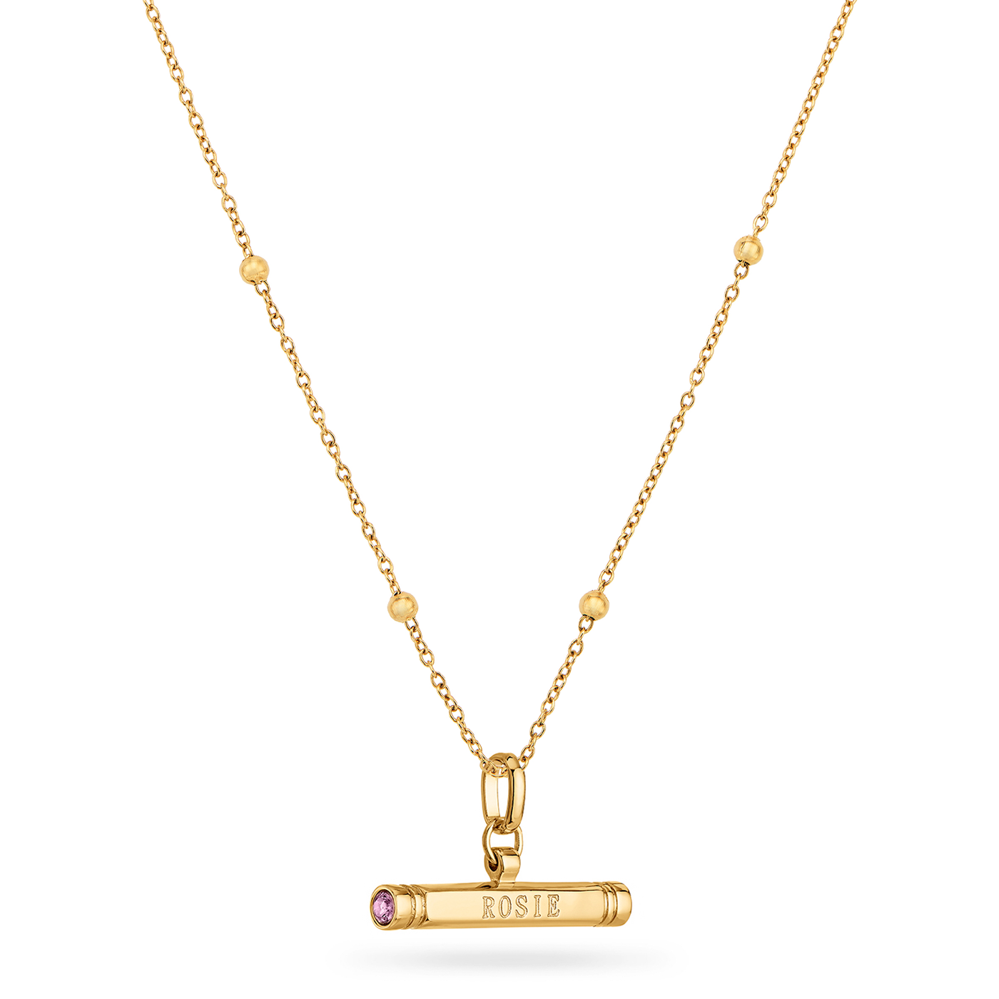Custom Stamped T-Bar Necklace (Gold)
