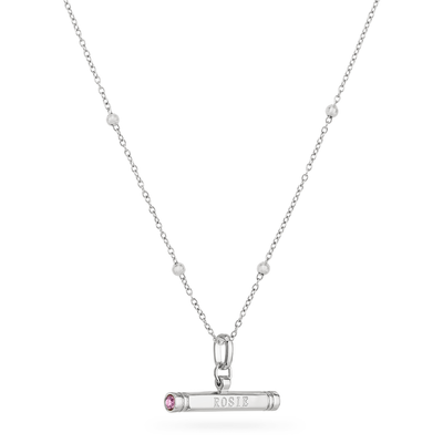 Custom Stamped T-Bar Necklace (Silver)