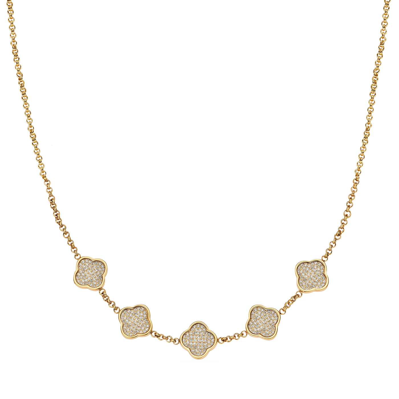 Shimmer Pavé Clover Necklace (Gold)