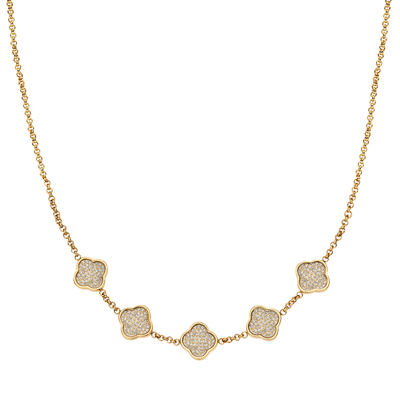 Shimmer Pavé Clover Necklace (Gold)