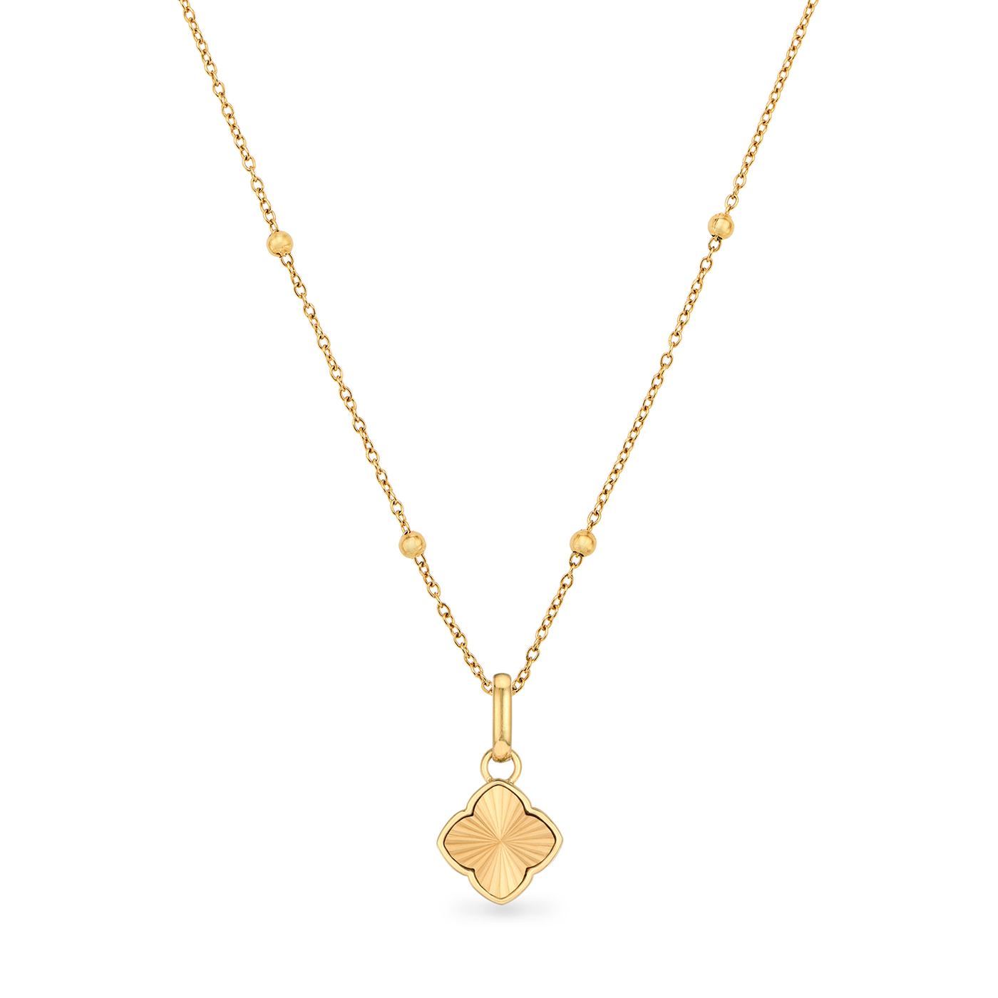Textured Clover Necklace (Gold)