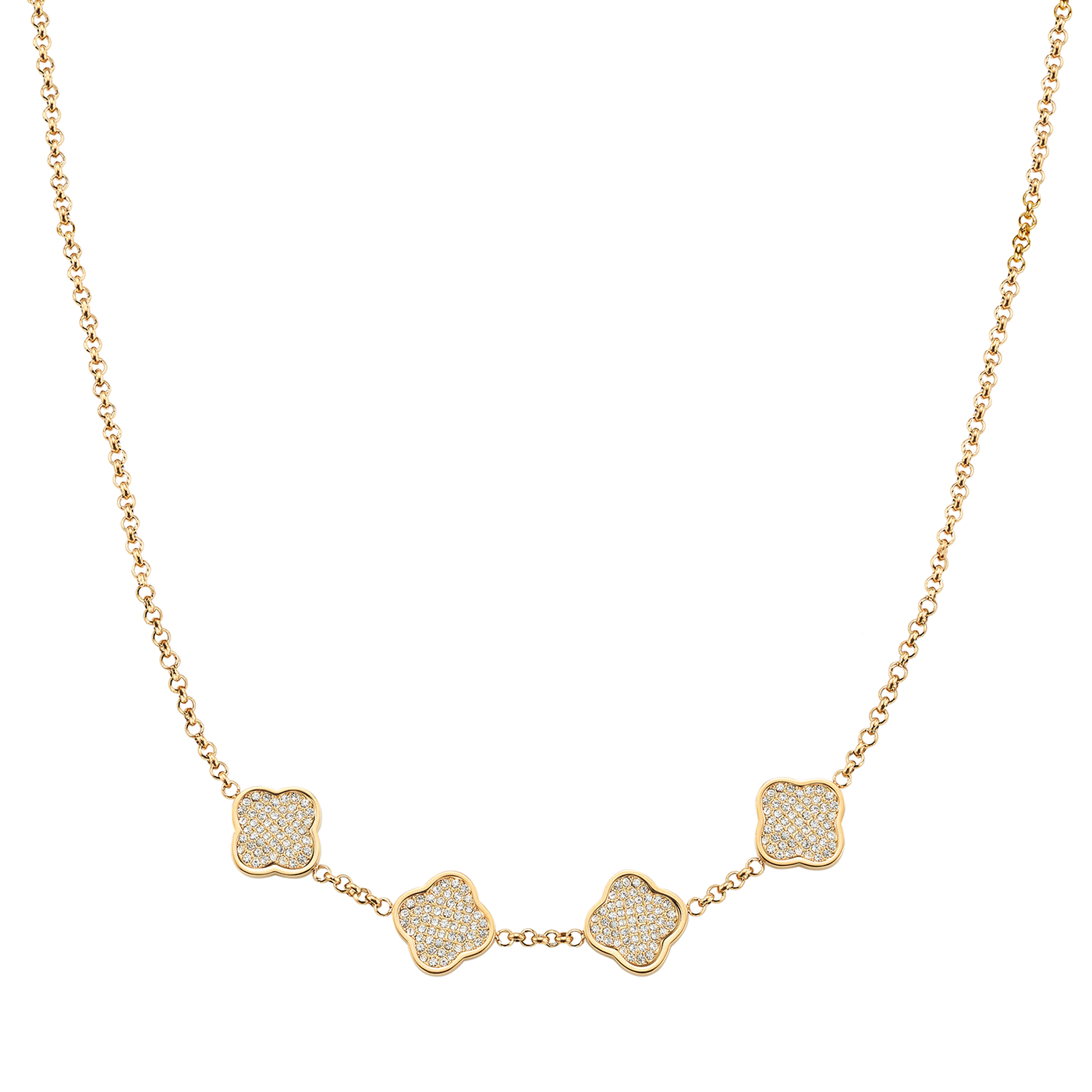 Shimmer Pavé Clover Necklace (Gold)