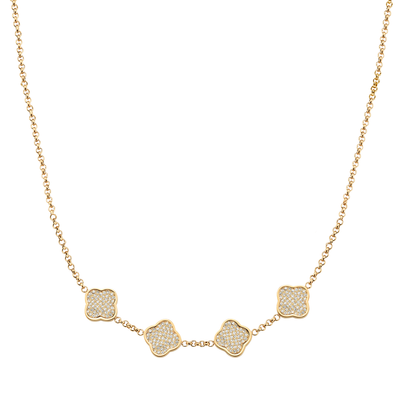 Shimmer Pavé Clover Necklace (Gold)