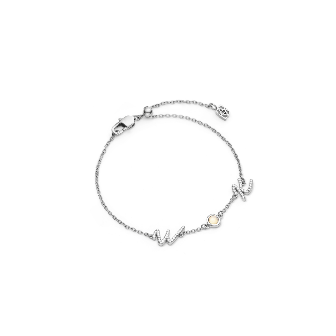 Made Mine Initials & Birthstone Bracelet (Silver)