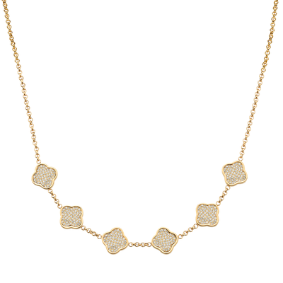 Shimmer Pavé Clover Necklace (Gold)