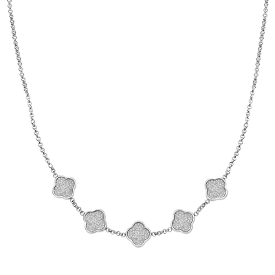 Shimmer Pavé Clover Necklace (Silver)