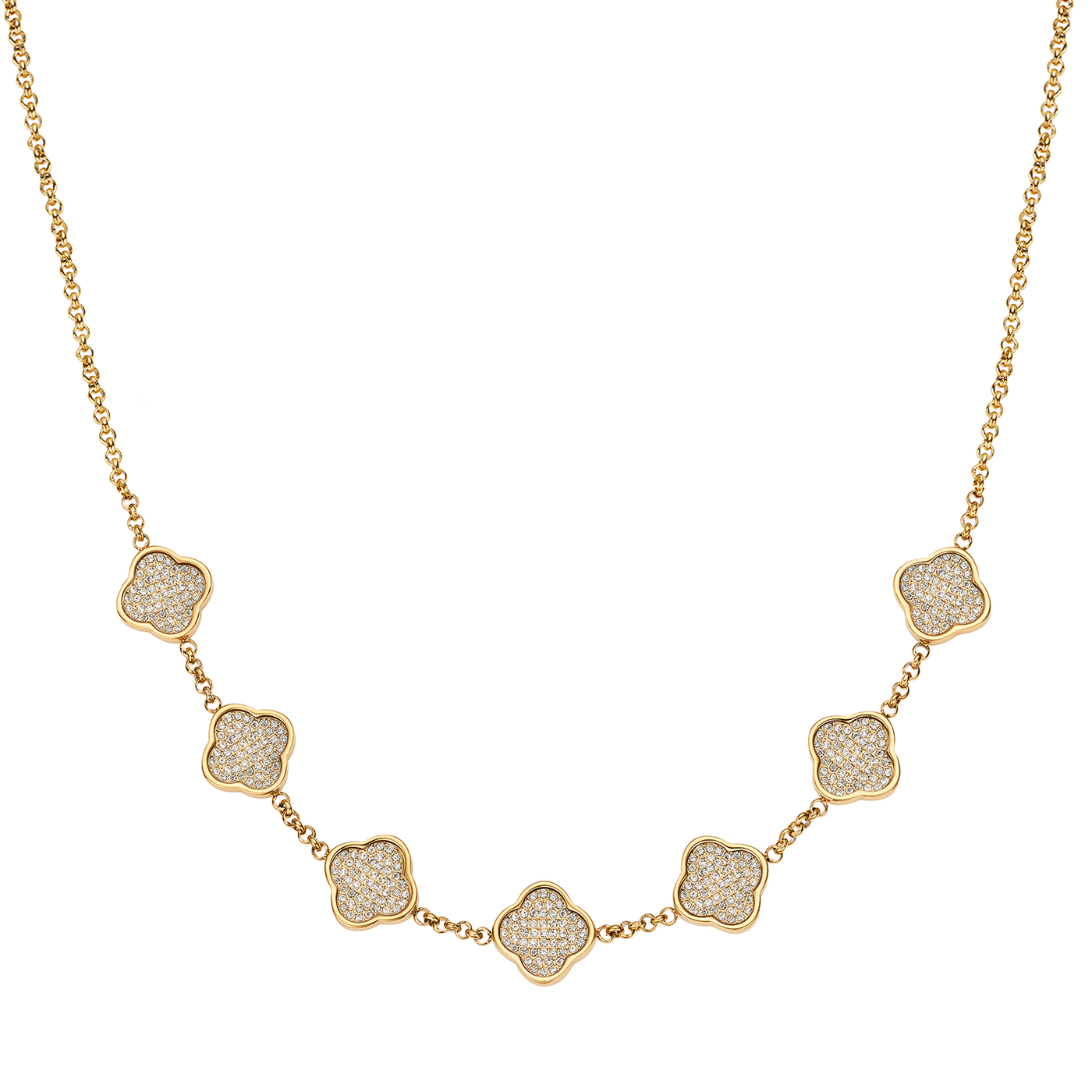 Shimmer Pavé Clover Necklace (Gold)