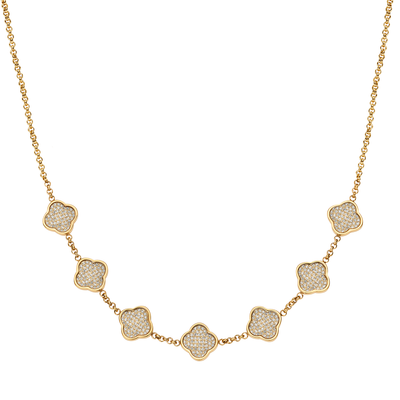 Shimmer Pavé Clover Necklace (Gold)