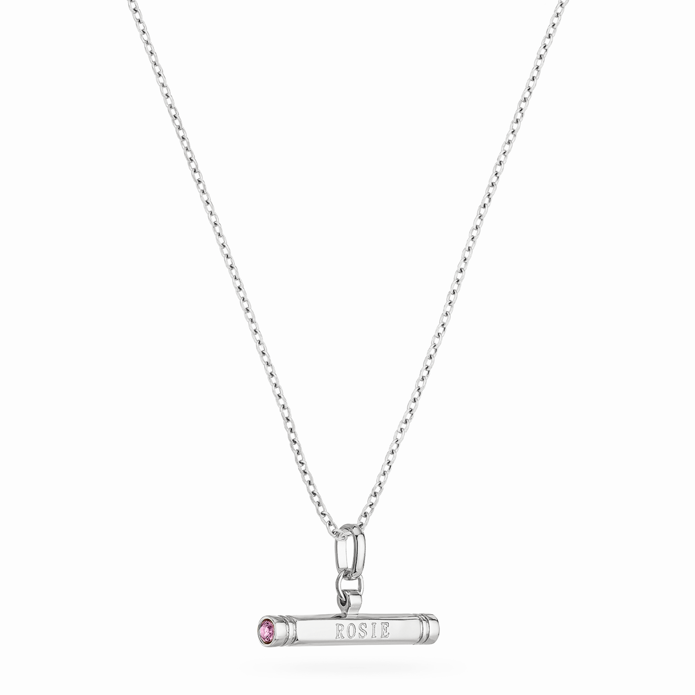 Custom Stamped T-Bar Necklace (Silver)