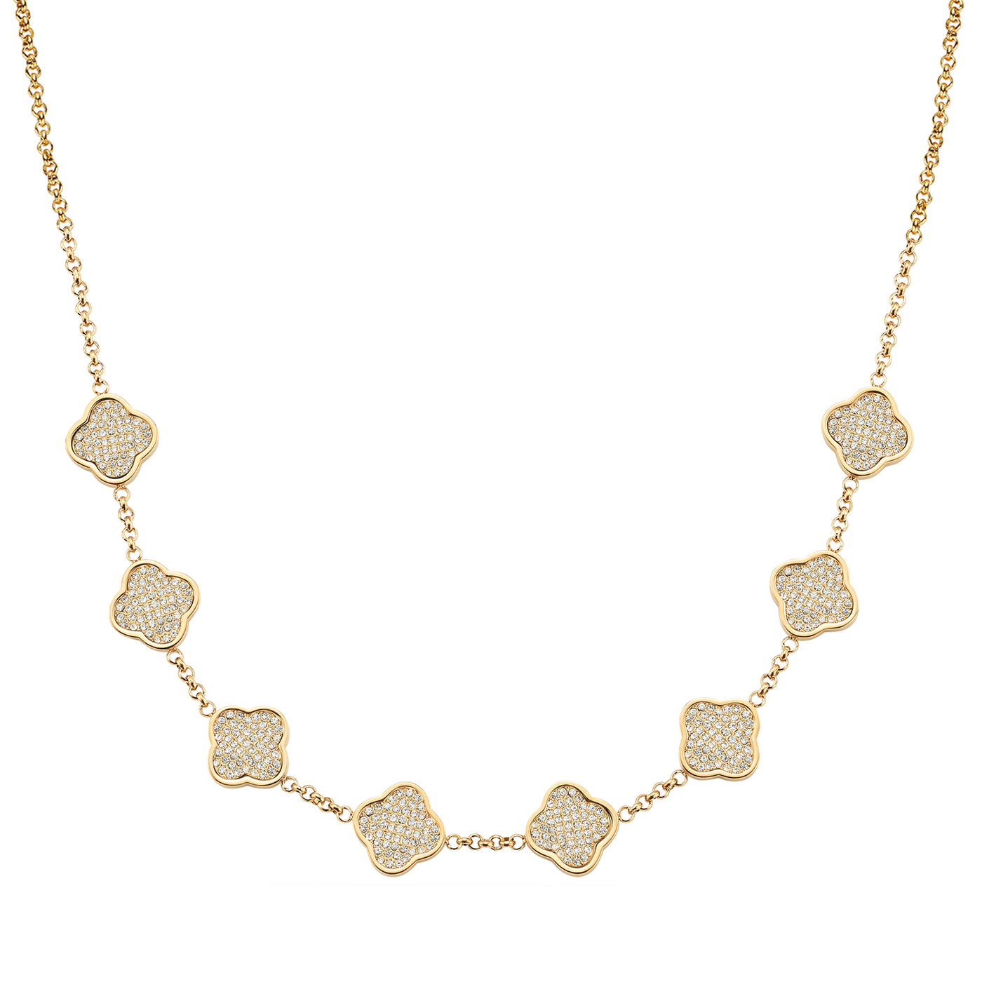 Shimmer Pavé Clover Necklace (Gold)