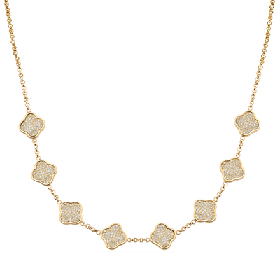 Shimmer Pavé Clover Necklace (Gold)