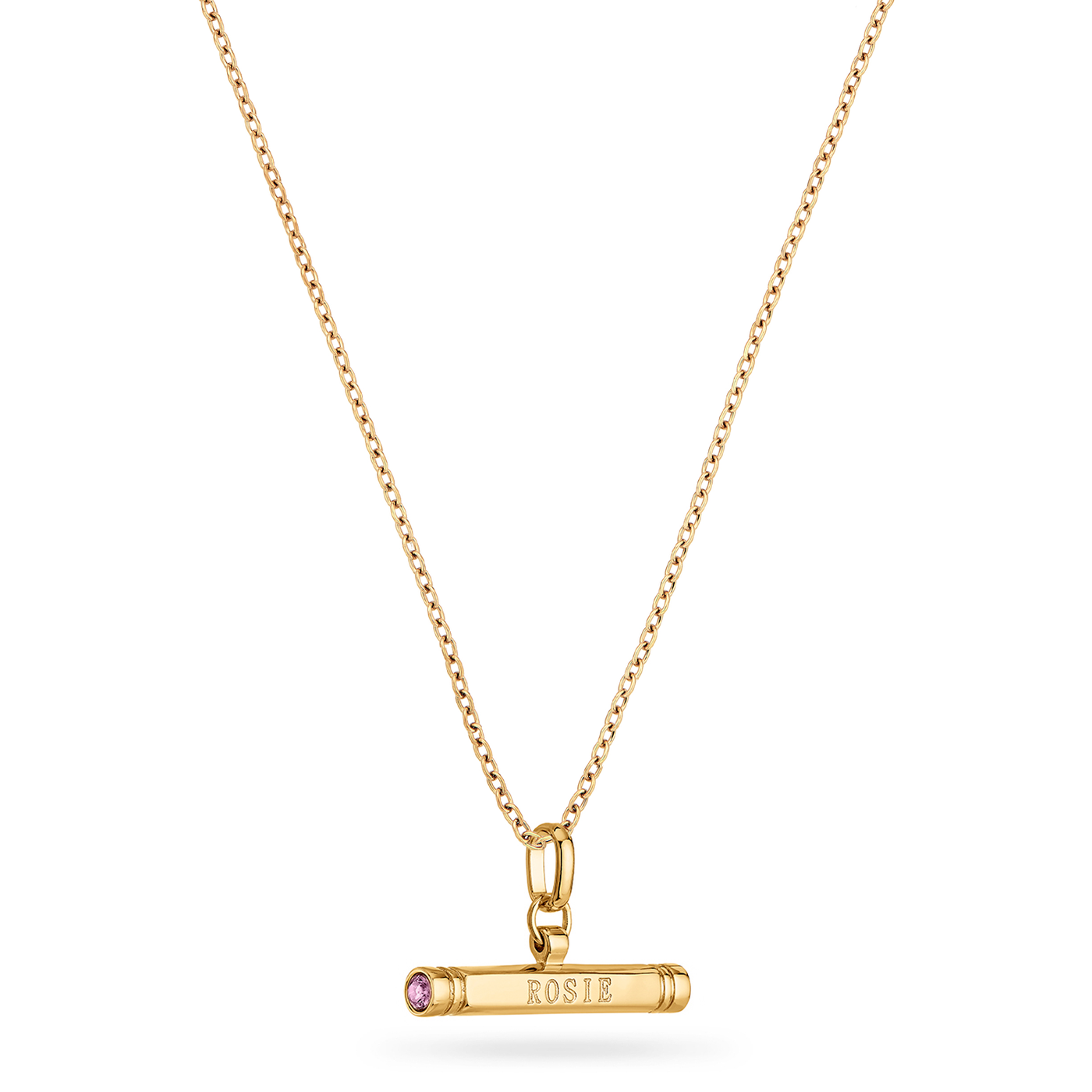 Custom Stamped T-Bar Necklace (Gold)
