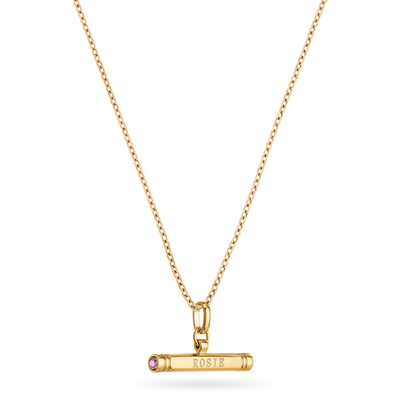 Custom Stamped T-Bar Necklace (Gold)