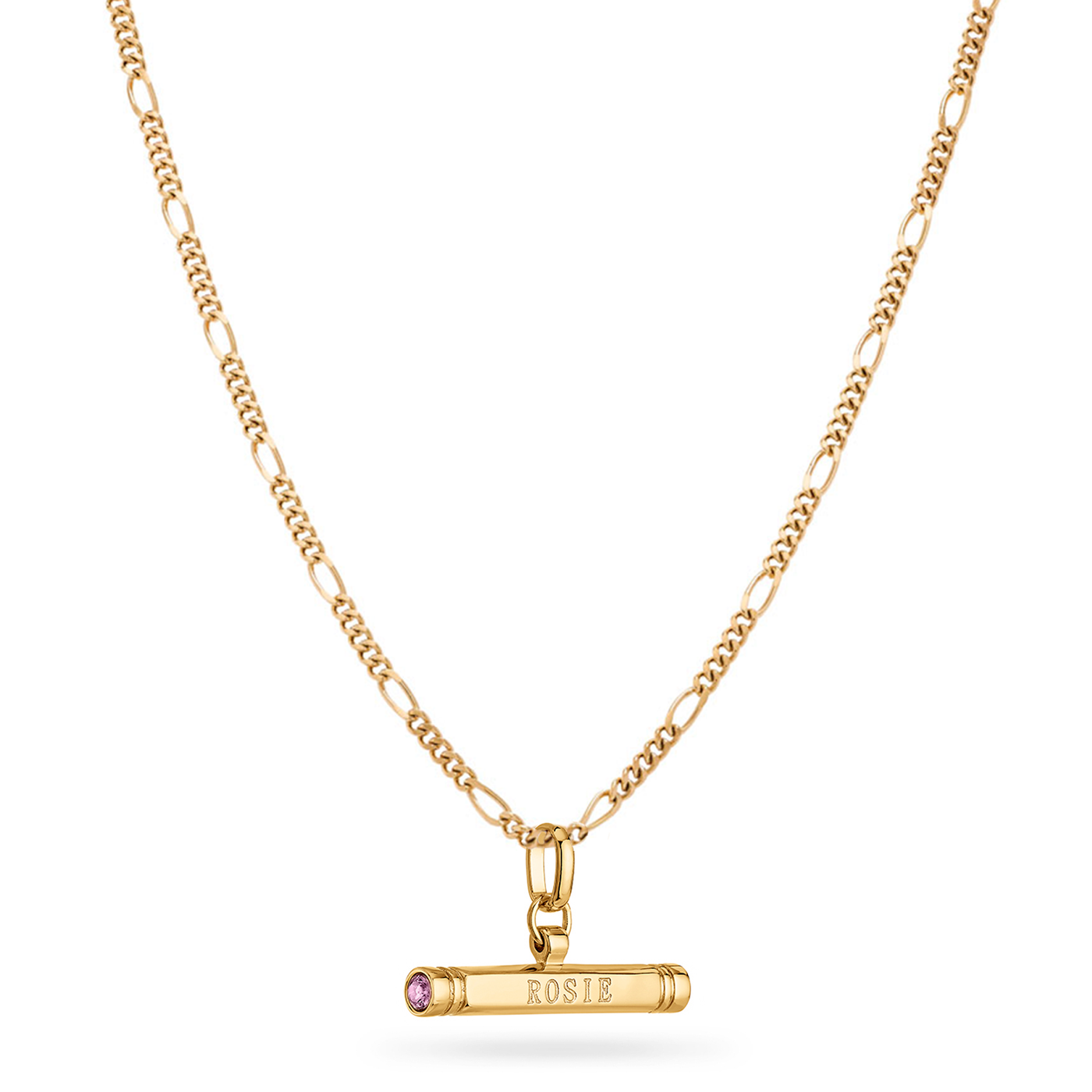 Custom Stamped T-Bar Necklace (Gold)
