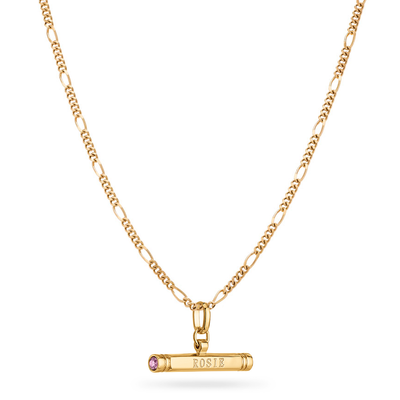 Custom Stamped T-Bar Necklace (Gold)